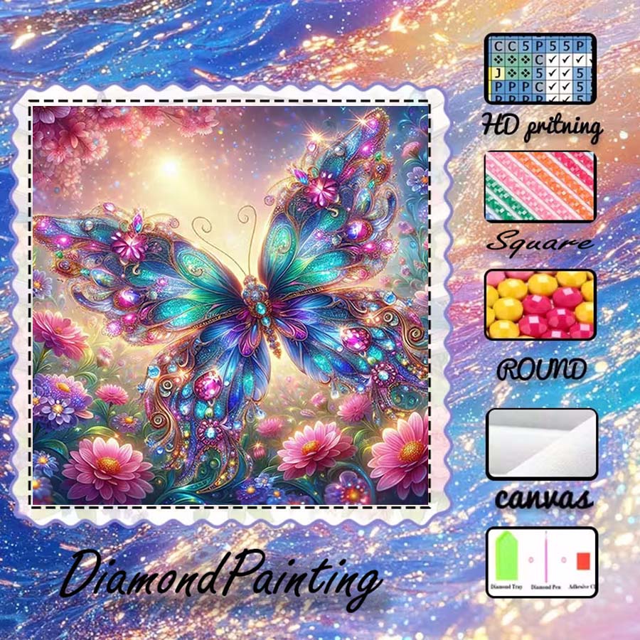 Art Craft Butterfly - 1 pezzo di tessuto floccato 5D