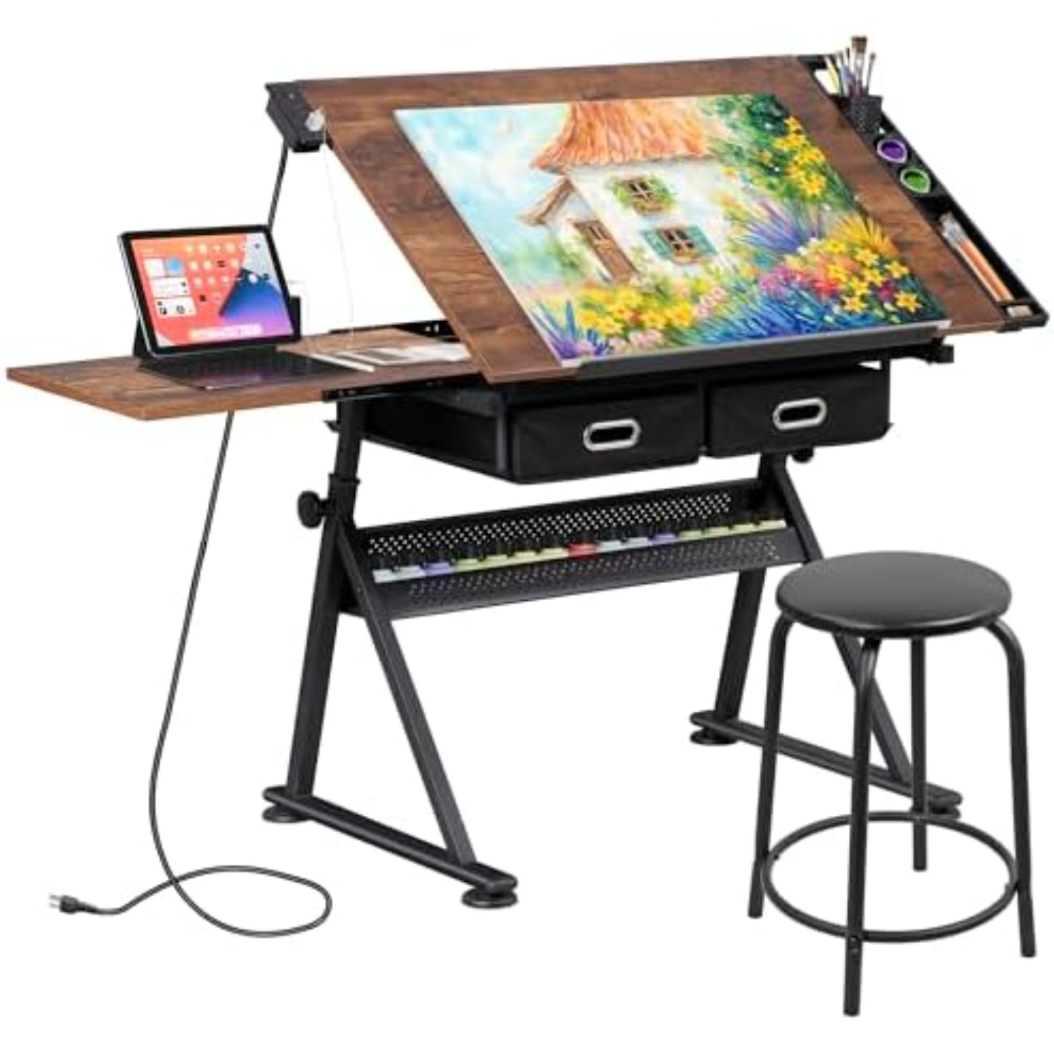 Art Crafting - Tavolo da Disegno Regolabile con Sgabello,